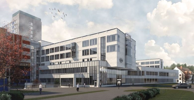 Illustration över det nya Mälarsjukhuset i Eskilstuna